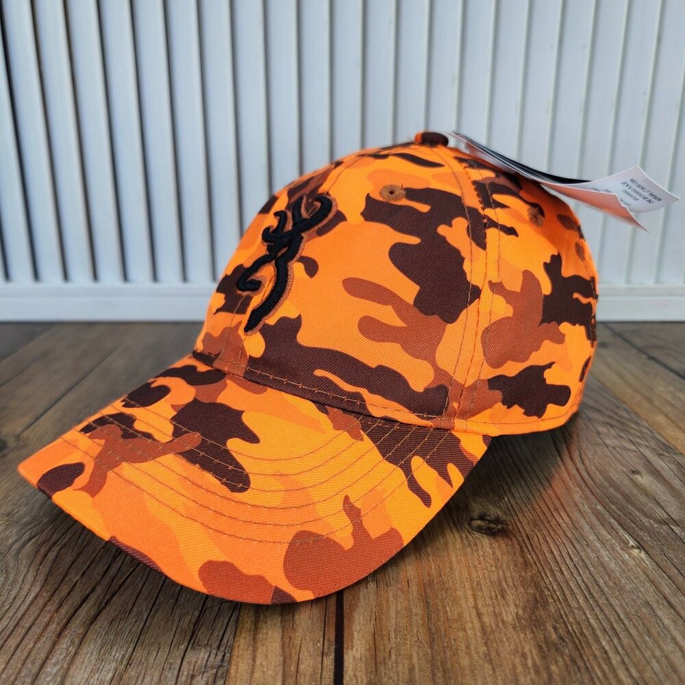 Browning Blaze Camo Baseball Cap Orange Snapback Hunting Outdoors Safety Hat